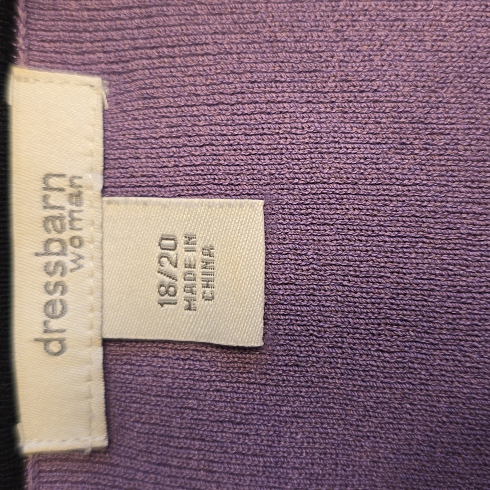 Dress Barn Tank Top Sweater Womens Size 18/20 Purple With Black Edging - Picture 6 of 8